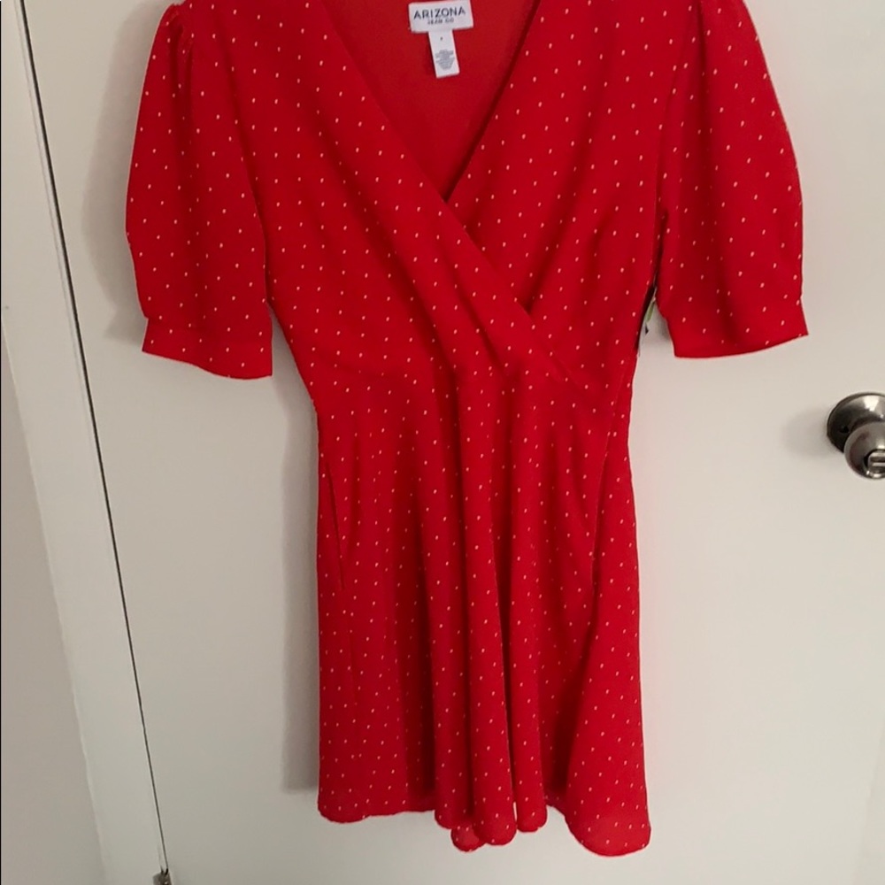 Red polka dot casual dress